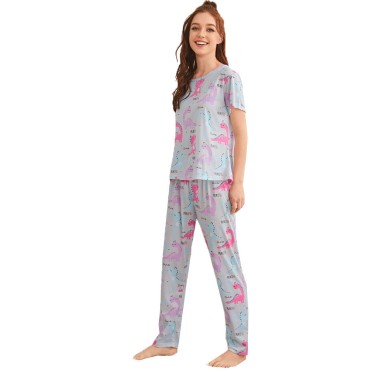 Pijama dama, model Dino, gri/rosu, L