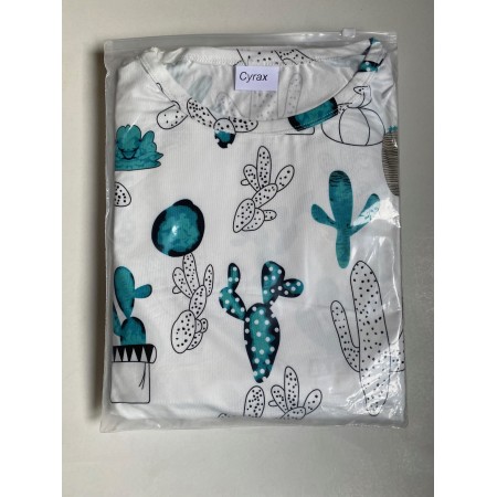 Pijama dama, model cactus, verde/alb, L