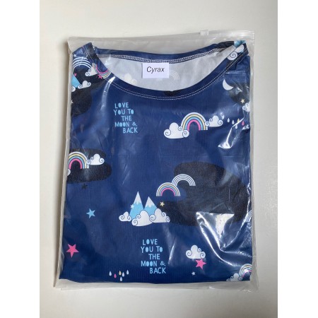 Pijama dama, model Curcubeu, albastru/alb, L