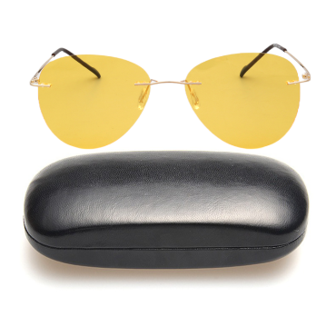 Ochelari soare aviator, polarizati, galben, cu toc