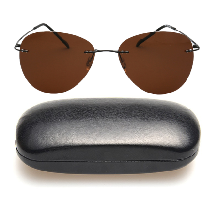 Ochelari soare aviator, polarizati, cupru, cu toc