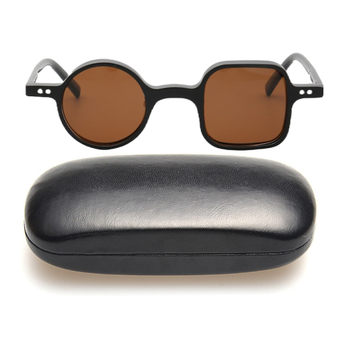 Ochelari soare retro cu toc, polarizati, maro, 39x26x145...