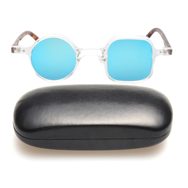 Ochelari soare retro cu toc, polarizati, bleu, 39x26x145