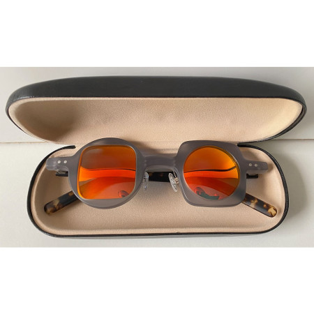 Ochelari soare retro cu toc, polarizati, portocaliu, 35x29x145