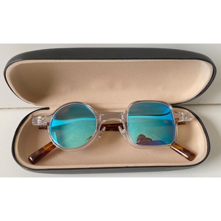 Ochelari soare retro cu toc, polarizati, bleu, 39x26x145