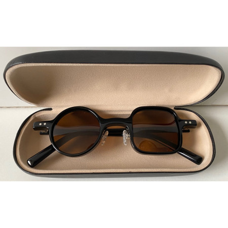 Ochelari soare retro cu toc, polarizati, maro, 39x26x145