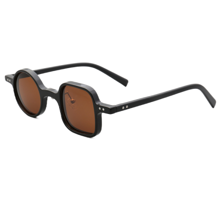 Ochelari soare retro cu toc, polarizati, maro, 39x26x145