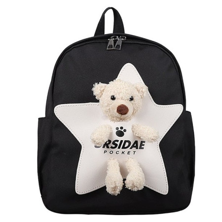 Ghiozdan copii gradinita, scoala, textil, ultrausor, negru 32x25x12 cm