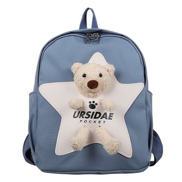 Ghiozdan copii gradinita, scoala, textil, ultrausor, albastru 32x25x12 cm