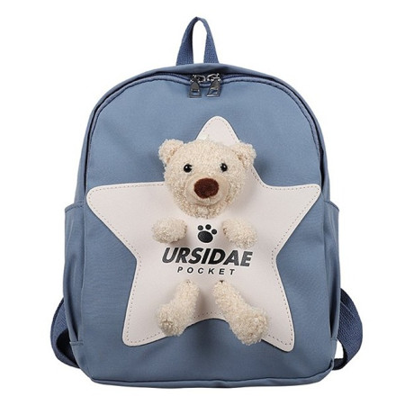 Ghiozdan copii gradinita, scoala, textil, ultrausor, albastru 32x25x12 cm