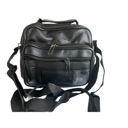 Geanta umar, Piele Ecologica, Extra buzunare, Neagra, 18 x 18 x 9 cm