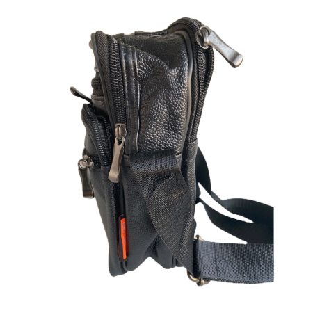 Geanta umar, Piele Ecologica, Extra buzunare, Neagra, 19 x 22 x 11 cm