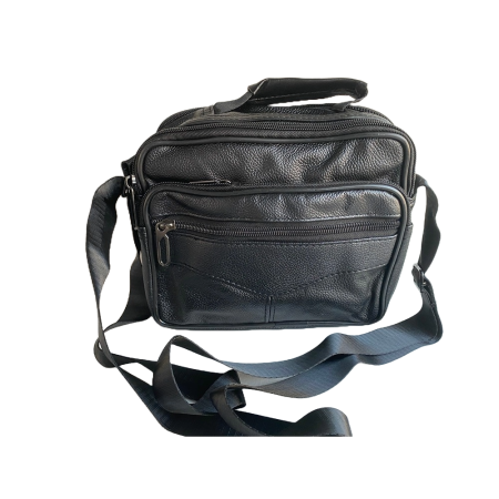 Geanta umar, Piele Ecologica, Extra buzunare, Neagra, 22 x 18 x 12 cm