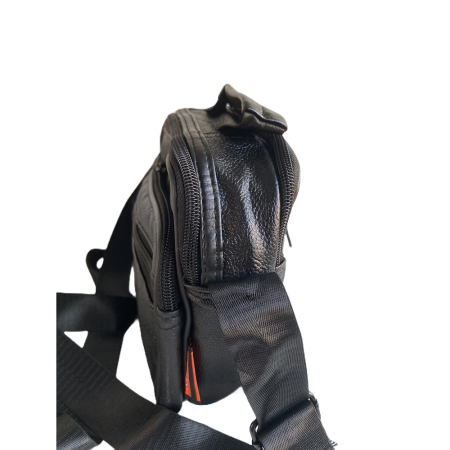 Geanta umar, Piele Ecologica, Extra buzunare, Neagra, 22 x 18 x 12 cm