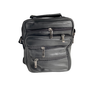 Geanta umar, Piele Naturala, Extra buzunare, Neagra, 24 x 24 x 8 cm