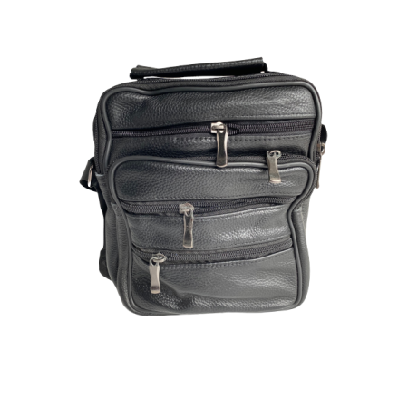 Geanta umar, Piele Naturala, Extra buzunare, Neagra, 24 x 24 x 8 cm