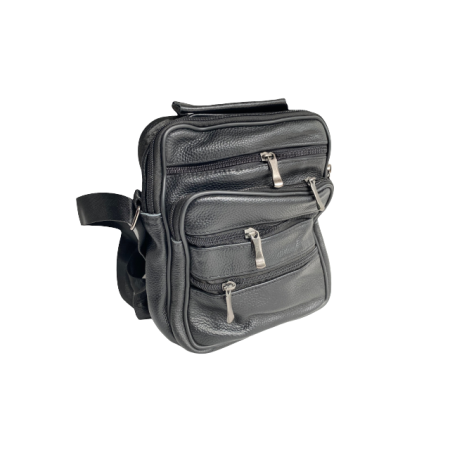 Geanta umar, Piele Naturala, Extra buzunare, Neagra, 24 x 24 x 8 cm