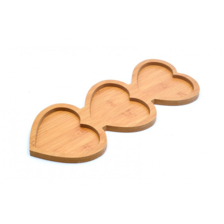 Platou servire bambus, inimi, 34x14