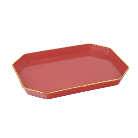 Set 4 platouri servire, Dreptunghi, rosu, 20.5x14.8x1.7 cm