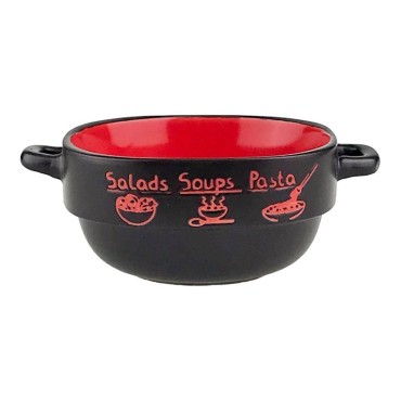 Bol supa, salata, paste, Rosu, 7.5x15cm