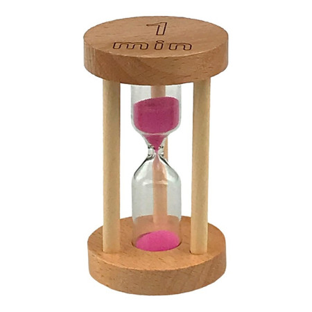 Clepsidra rotunda de lemn, 1 minut,  5x9 cm