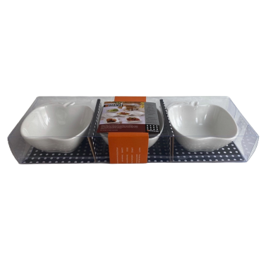 Sosiera ceramica si suport de lemn, 3 piese, 100 ml vas