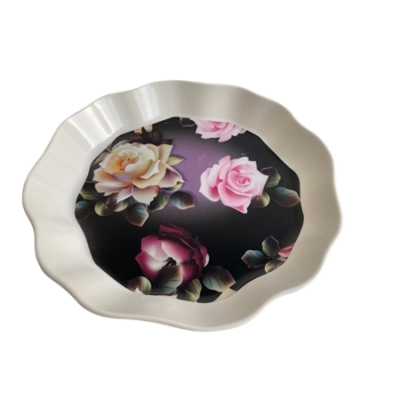 Set 3 farfurii servire, model floral, 21cm