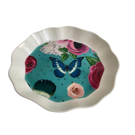 Set 3 farfurii servire, model floral, 21cm