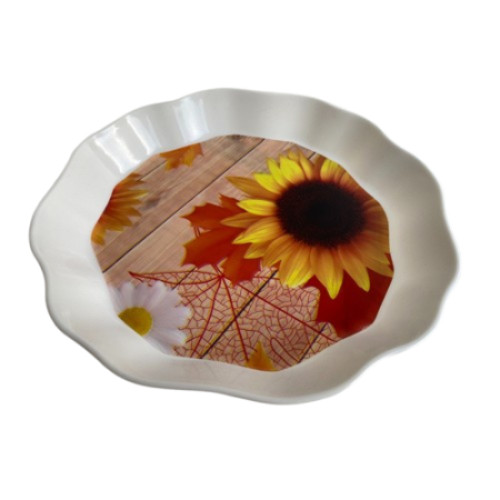 Set 3 farfurii servire, model floral, 21cm