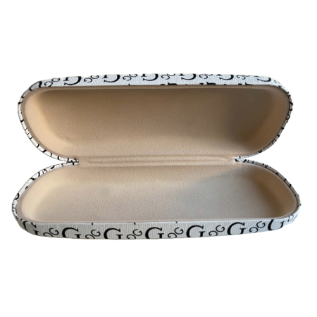 Toc ochelari din piele ecologică, alb, 16 x 6 x 4 cm