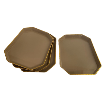 Set 4 platouri servire, Dreptunghi, Crem, 20.5x14.8x1.7 cm