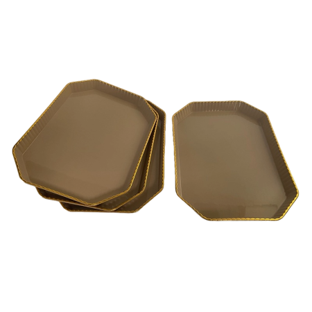 Set 4 platouri servire, Dreptunghi, Crem, 20.5x14.8x1.7 cm