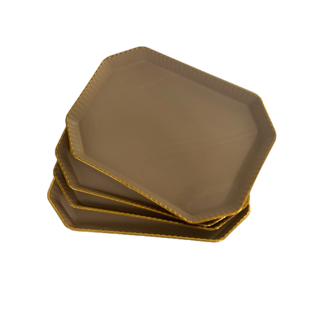 Set 4 platouri servire, Dreptunghi, Crem, 20.5x14.8x1.7 cm