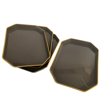 Set 4 platouri servire, Dreptunghi, Gri, 20.5x14.8x1.7 cm