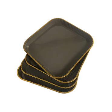 Set 4 platouri servire, Patrat, Gri, 15x15x2 cm