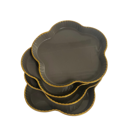 Set 4 platouri servire, Floare, Gri, 15x15x2 cm