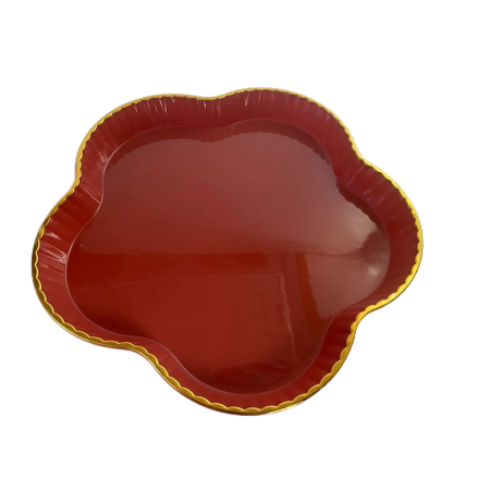 Set 4 platouri servire, Floare, rosu, 15x15x2 cm