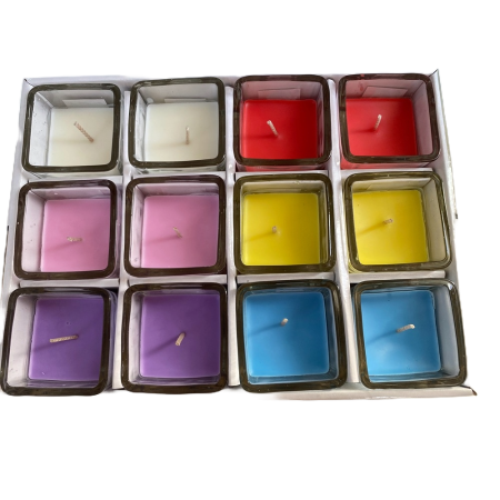 Set 2 lumanari parfumate in pahar de sticla patrat, culori diferite