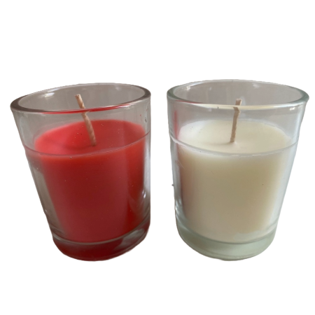Set 2 lumanari parfumate in pahar de sticla rotund, culori diferite