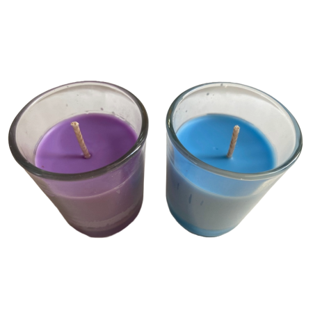 Set 2 lumanari parfumate in pahar de sticla rotund, culori diferite