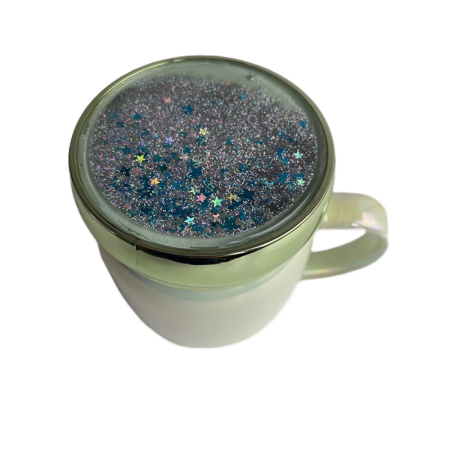 Cana din ceramica cu capac, 360ml, Verde cameleon