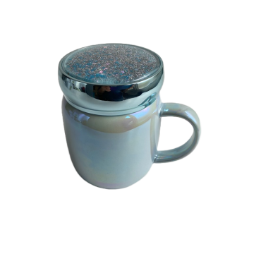 Cana din ceramica cu capac, 360ml, Bleumarin perlat