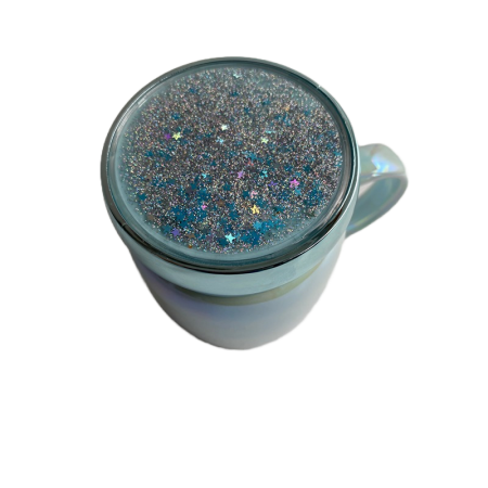 Cana din ceramica cu capac, 360ml, Bleumarin perlat