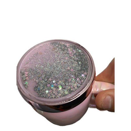 Cana din ceramica cu capac, 360ml, Roz