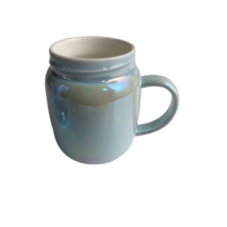 Cana din ceramica cu capac, 360ml, Bleumarin perlat