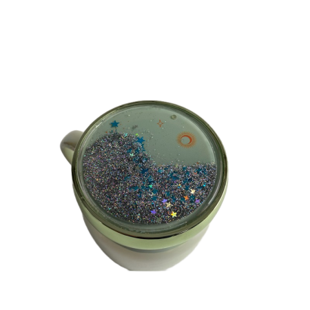 Cana din ceramica cu capac, 360ml, Verde cameleon