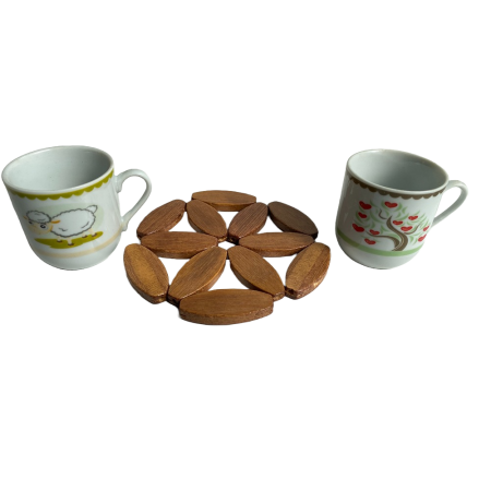 Espressor de cafea pentru aragaz cu 2 cani si suport lemn, inox, 600ml