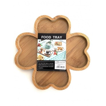 Platou servire bambus, trifoi, 26x26 cm