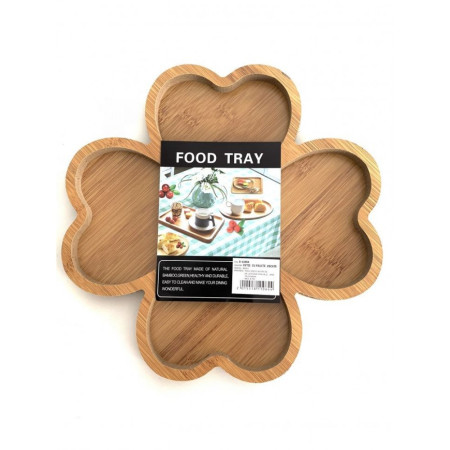 Platou servire bambus, trifoi, 26x26 cm