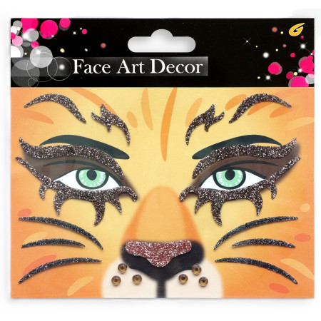 Sticker Temporar pentru Fata, Cyrax, pentru Machiaj, Face Art, Halloween, Teatru, Model Leu, Portocaliu